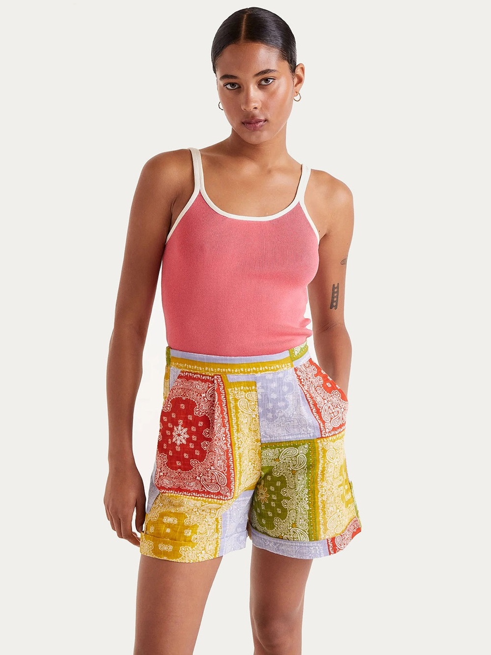 Compania Fantastica Bandana Print Cotton Pull On Shorts Small